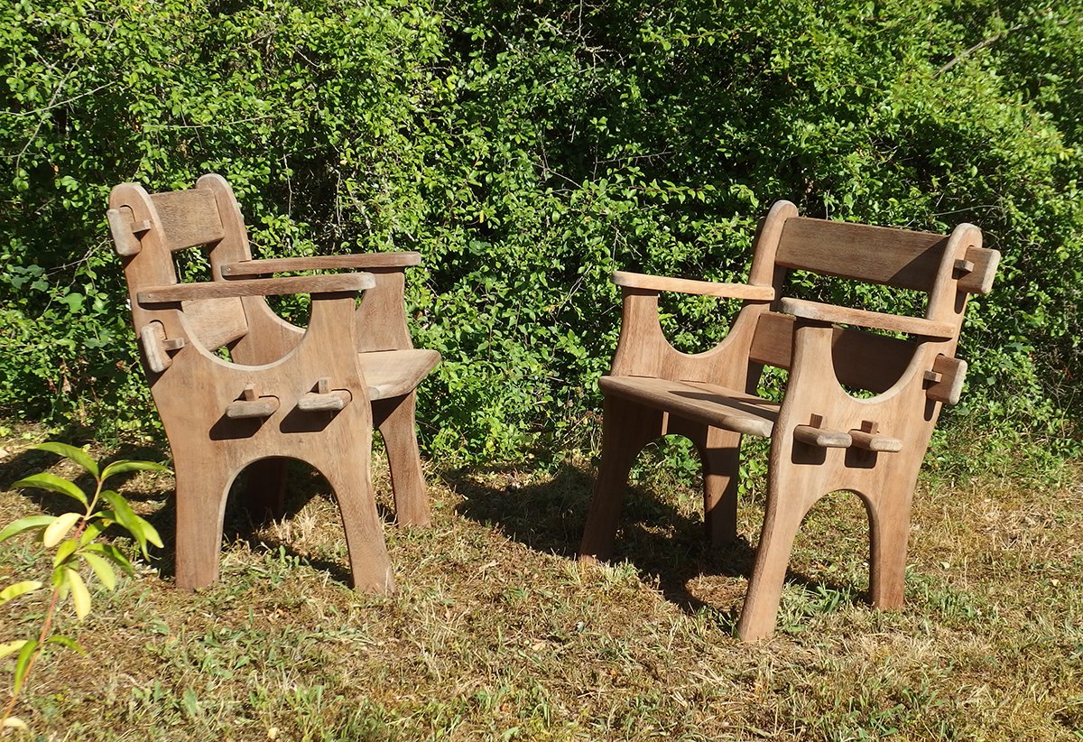Pair Of Collapsible Garden Chairs -photo-2