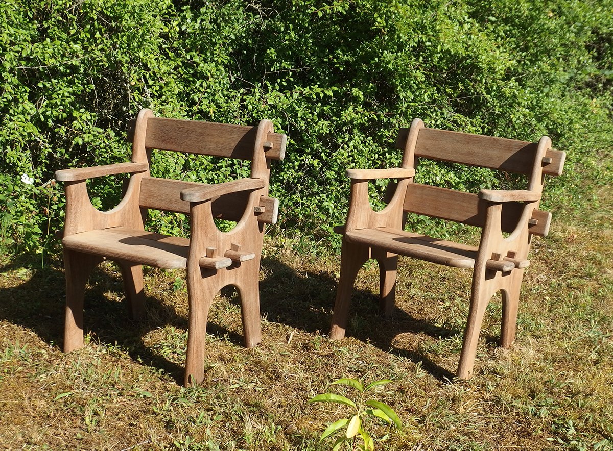 Pair Of Collapsible Garden Chairs -photo-3