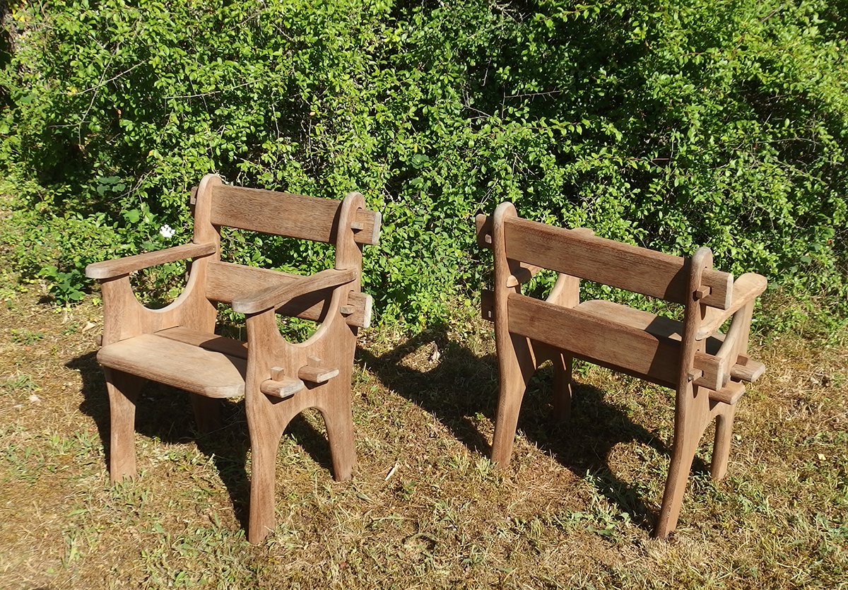 Pair Of Collapsible Garden Chairs -photo-4