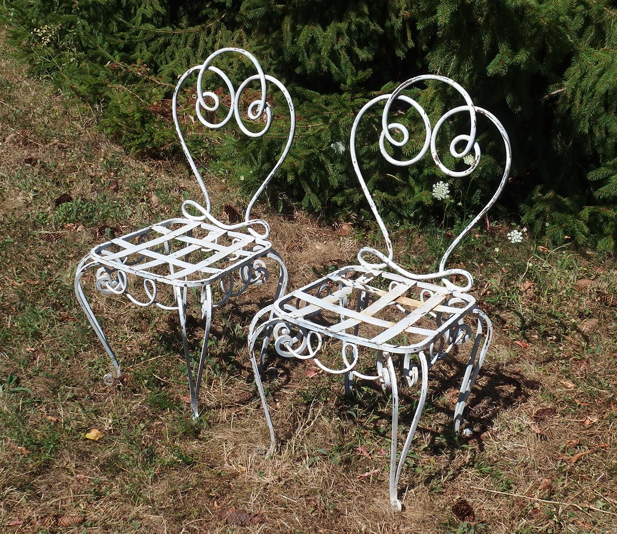 Paire de chaises en fer forgé des années 1940-photo-2