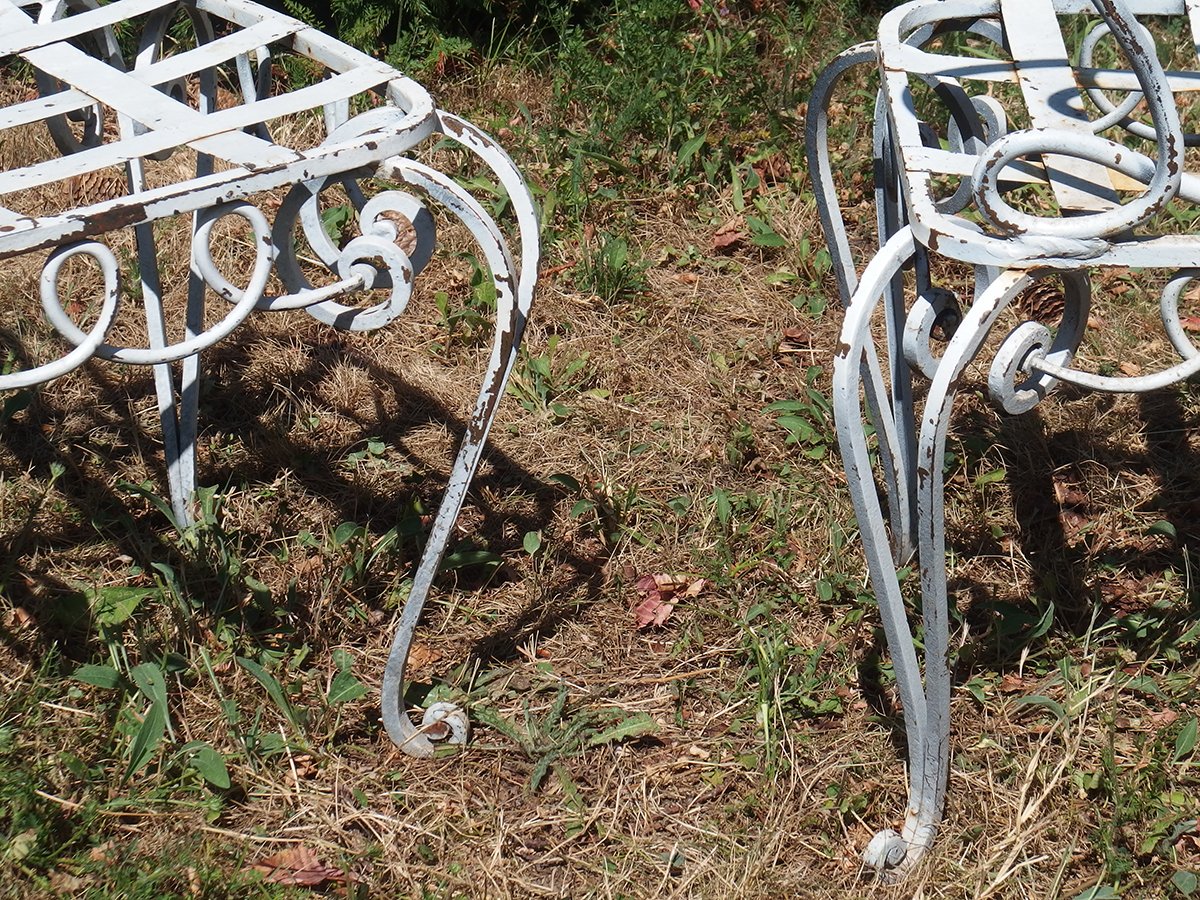 Paire de chaises en fer forgé des années 1940-photo-5