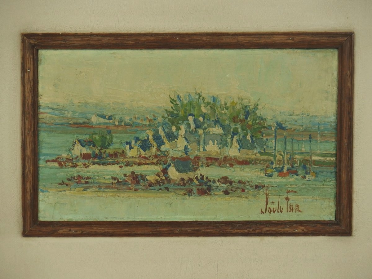 "landscape Of Brittany" Oil On Wood By Joë Le Fur-photo-2