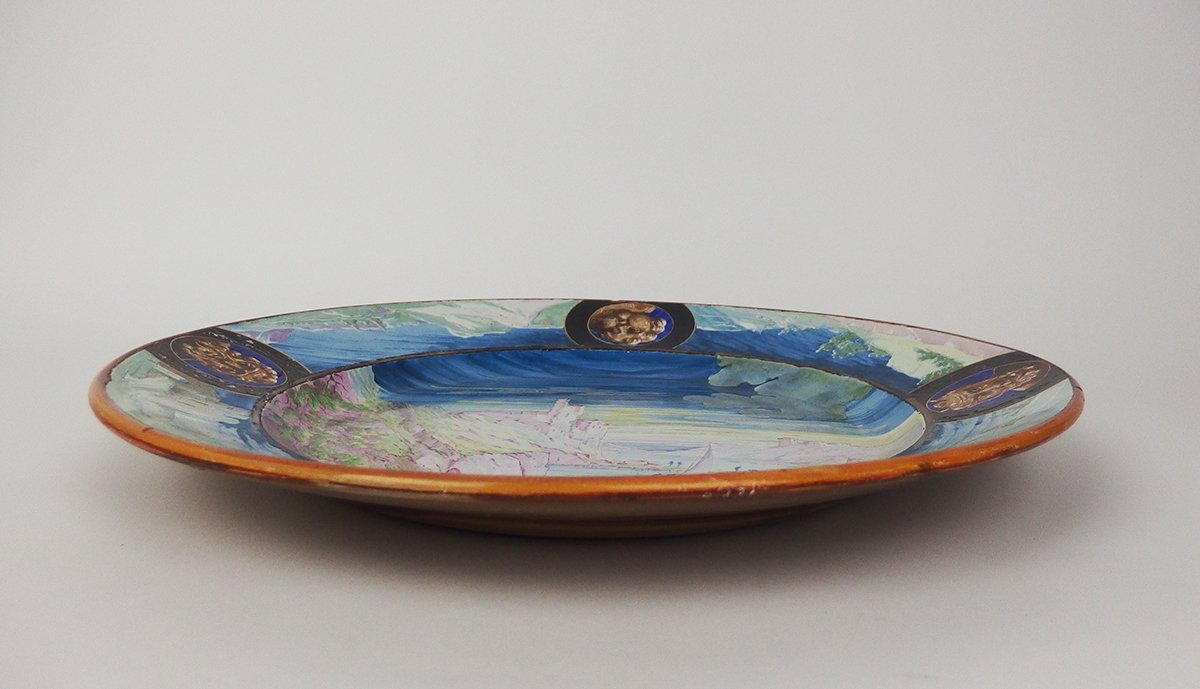 Grand plat décoratif par Creil et Montereau-photo-3