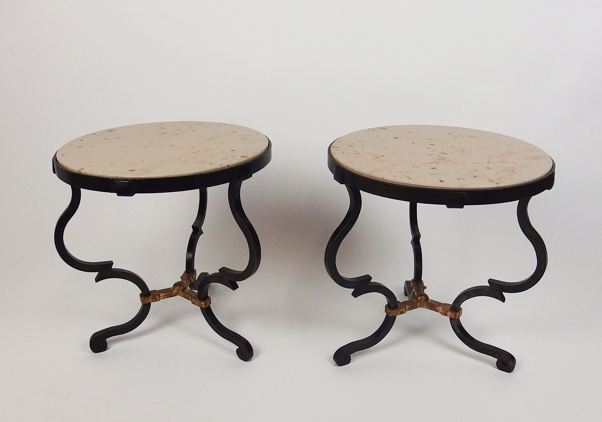 Paire de bouts de canapé Art déco en fer forgé