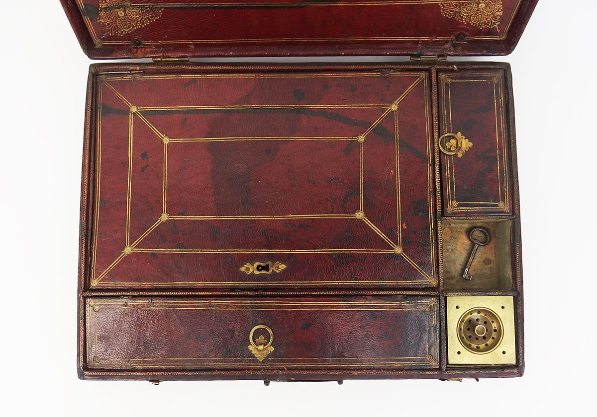 Ecritoire de voyage ancien en cuir-photo-2