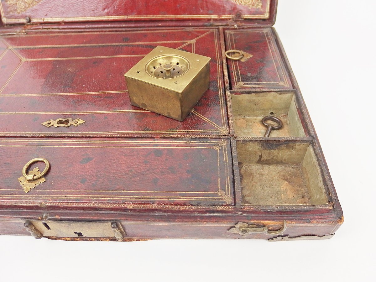 Ecritoire de voyage ancien en cuir-photo-6