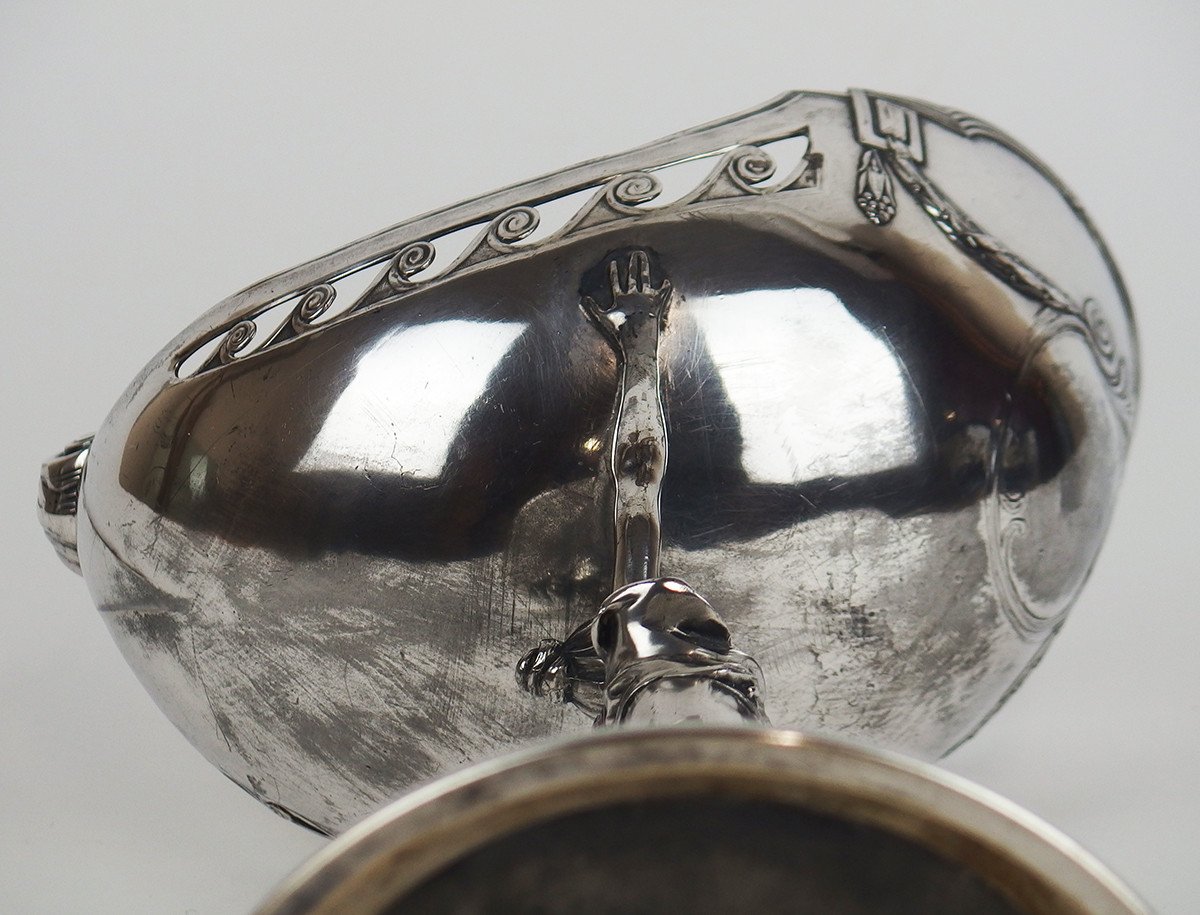 Art Nouveau Bowl In Silver Metal-photo-7