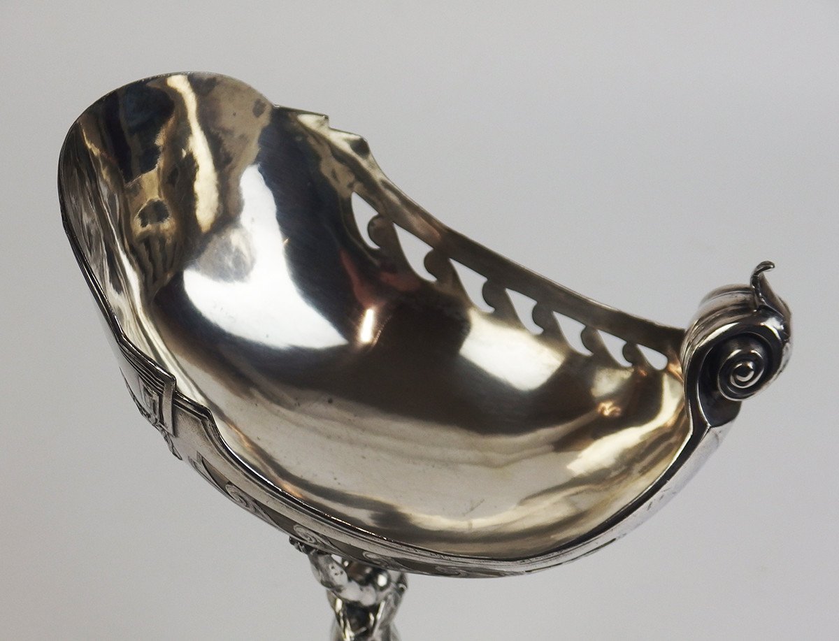 Art Nouveau Bowl In Silver Metal-photo-5