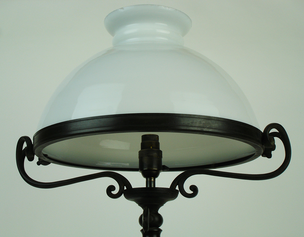 Grande Lampe En Bronze Avec Opaline-photo-2