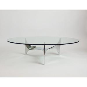 1970's Stainless Steel Coffee Table By Paul Le Geard