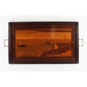 Marquetry Tray "maritime Landscape"