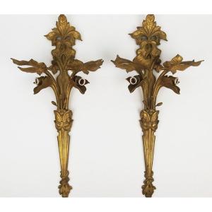 Pair Of Art Nouveau Bronze Sconces
