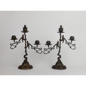 Paire De Chandeliers "Art Nouveau"