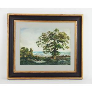 Aquarelle champêtre par Alexis Eugène Guigné