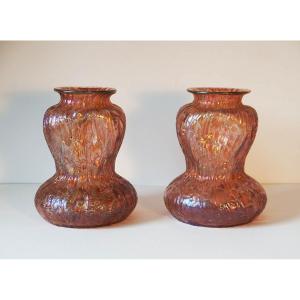 Pair Of "mimosa" Vases By Loetz