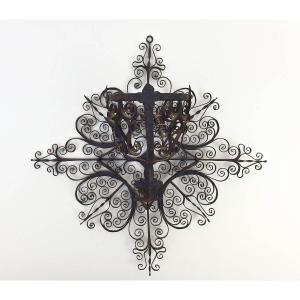 Wrought Iron Wall Sconce For Oil Lamp 