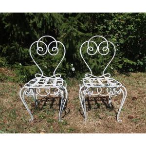 Paire de chaises en fer forgé des années 1940