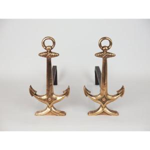Paire de chenets" Ancre de marine"