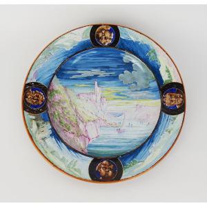 Large Decorative Plate By Creil And Montereau