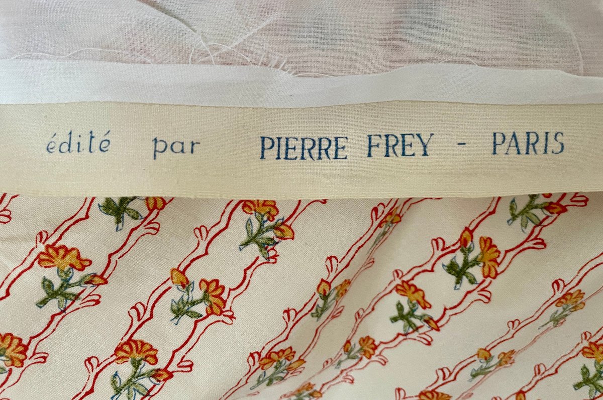 Pair Of Lined Hanging Curtains, Decor Edited By Pierre Frey Beige Background Fine Floral Patterns.-photo-3