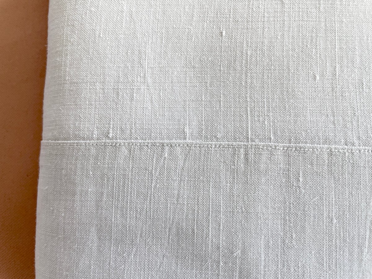Large Fine Linen Sheet, Hand Embroidery With Superb Jd Monogram -photo-3