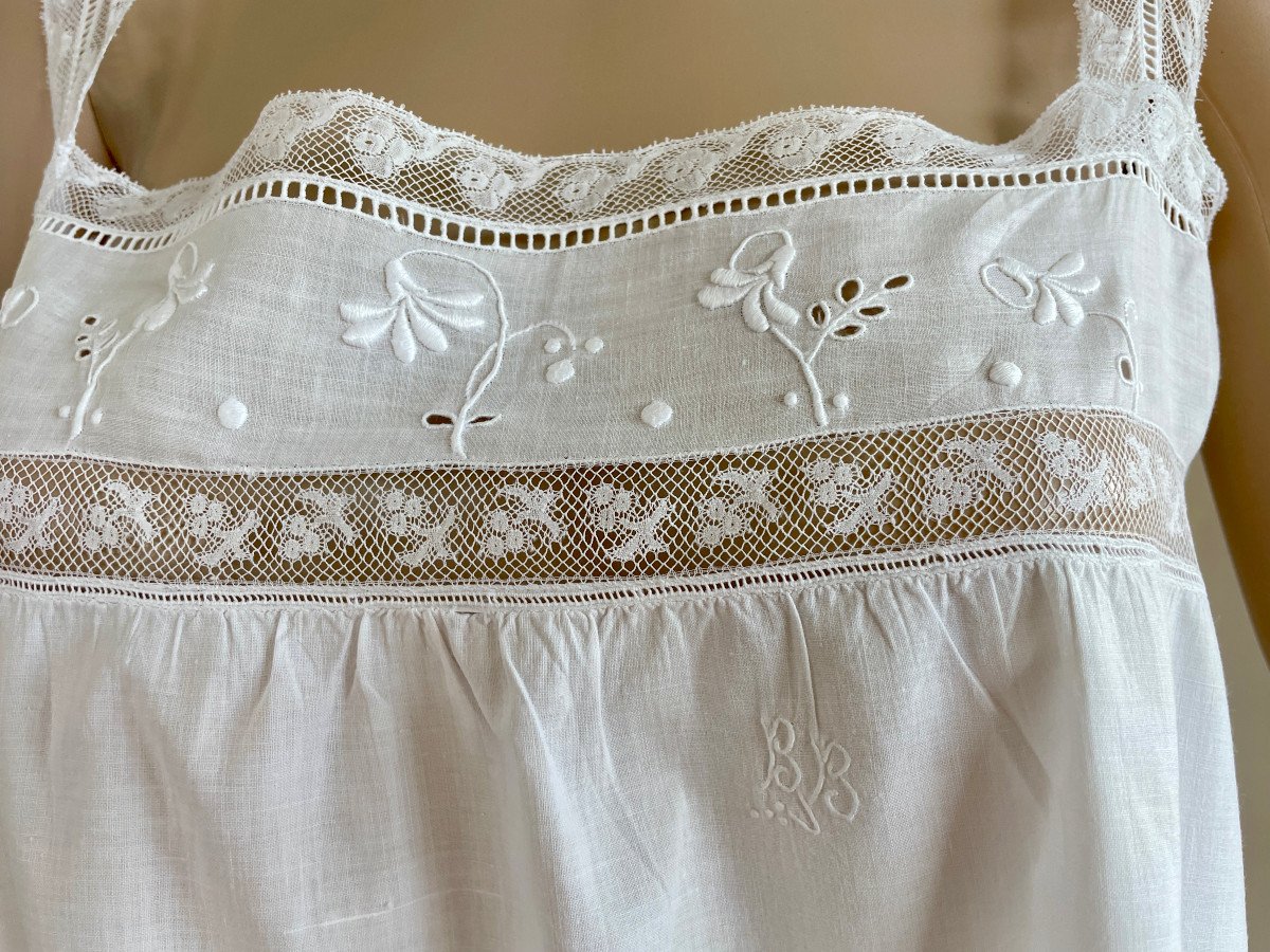 Handmade Shirt With Lace And Embroidery On Fine Percale Canvas-photo-1