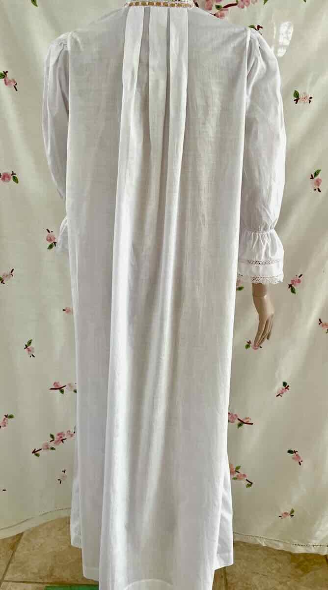  Nightdress: Lace, Hand Embroidery On Fine Percale - Antique Linen-photo-4