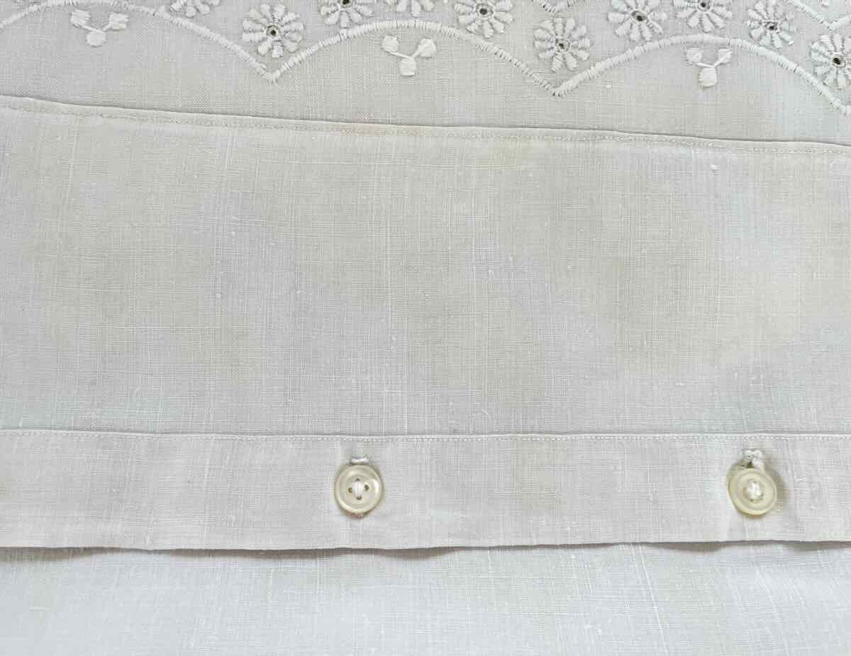 Paire De Taies Festonnées JM, Fil De Lin Avec Broderie Main d'une Grande Finesse - Linge Ancien-photo-3