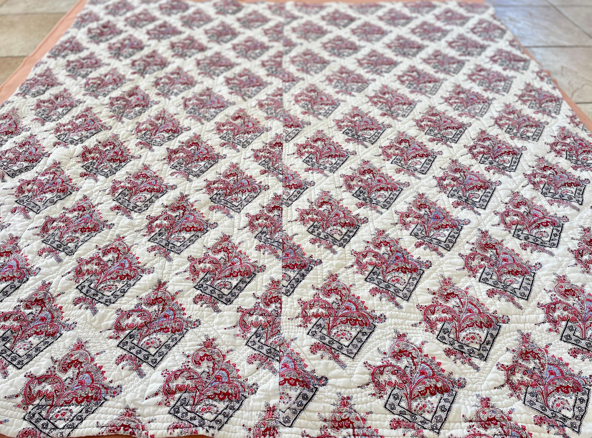 Rare Couverture, Courtepointe Piquée Main Avec Motifs Dentelles Et Arabesques - Linge Ancien-photo-3