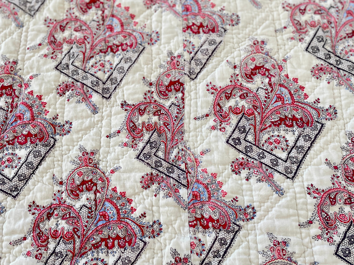 Rare Couverture, Courtepointe Piquée Main Avec Motifs Dentelles Et Arabesques - Linge Ancien-photo-2