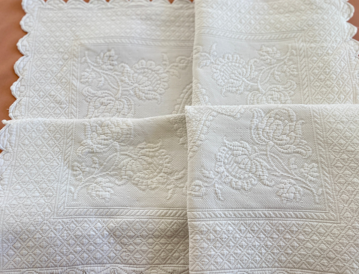 Hand-scalloped Marseille Pique Baby Blanket - Antique Linen