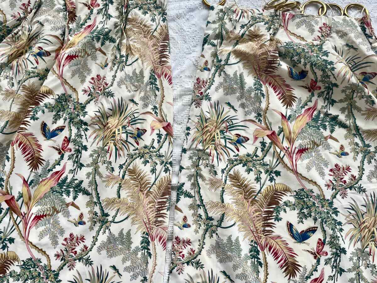 Paire rideaux, collection Pierre Frey, Braquenié : Papillons Exotiques  - Linge Ancien-photo-4