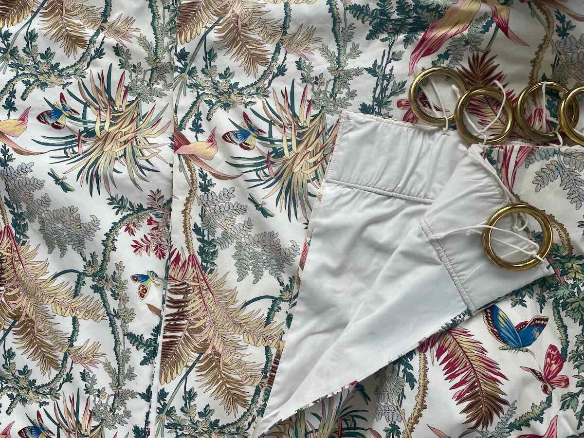 Paire rideaux, collection Pierre Frey, Braquenié : Papillons Exotiques  - Linge Ancien-photo-3