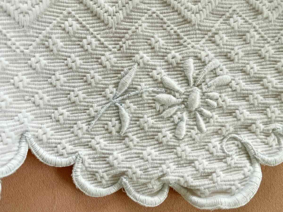Four-sided Scalloped Woven Quilt, 2 Pb Monograms - Linge Ancien-photo-3