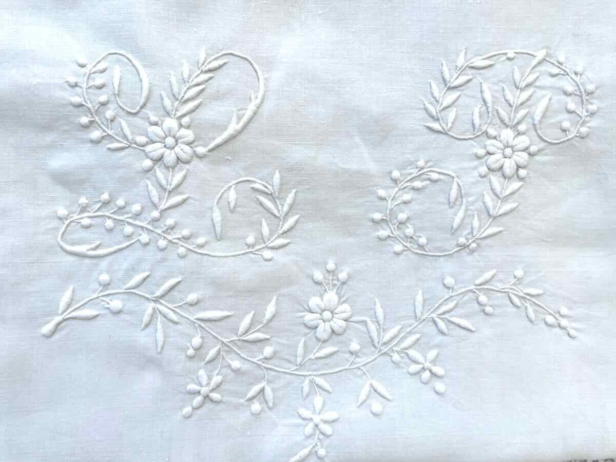 Pair Of Fine Linen Pillowcases, Monogrammed Lp With Bobbin Lace -linge Antique-photo-3