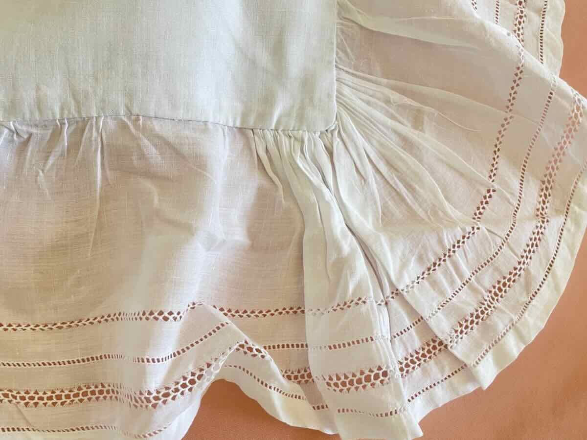 Bedding Set: Fitted Sheet, Pillowcases, Ruffles, Openwork Embroidery, Hand-embroidered On Fine Linen—antique Linen-photo-2