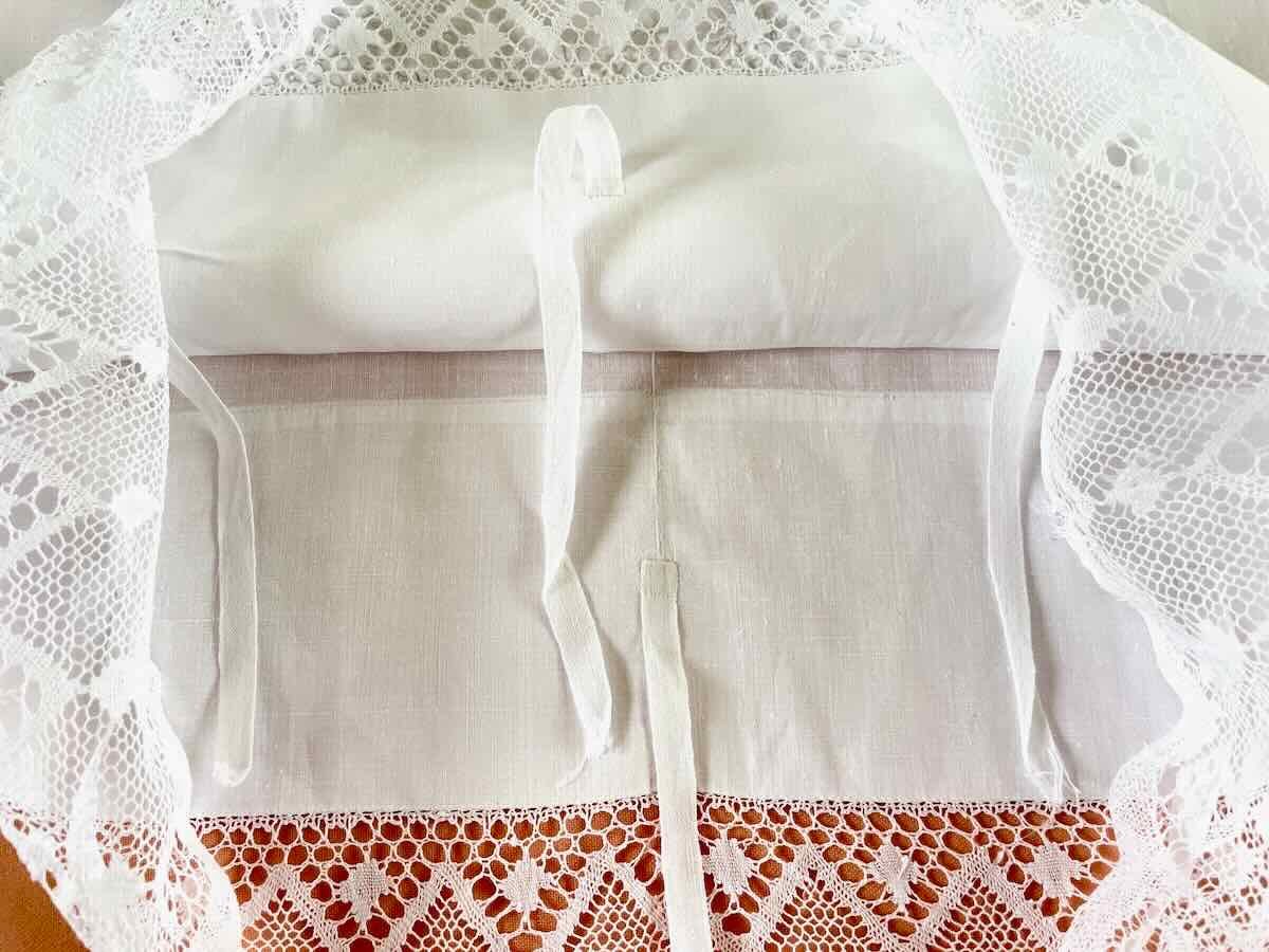 Richly Embroidered Bolster Pillowcase On Linen Fabric: Cm, Lace - Linge Ancien-photo-4