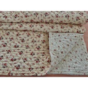 Petite Couverture  Piquée Main Avec Motifs Provençaux Double Face Linge Ancien