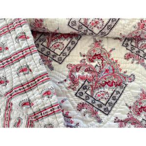 Rare Blanket, Hand-stitched Quilt With Lace And Arabesque Patterns - Antique Linen