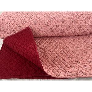 Hand-stitched Quilt: One Side With Small Floral Motifs, One Side Red Carmen - Antique Linen