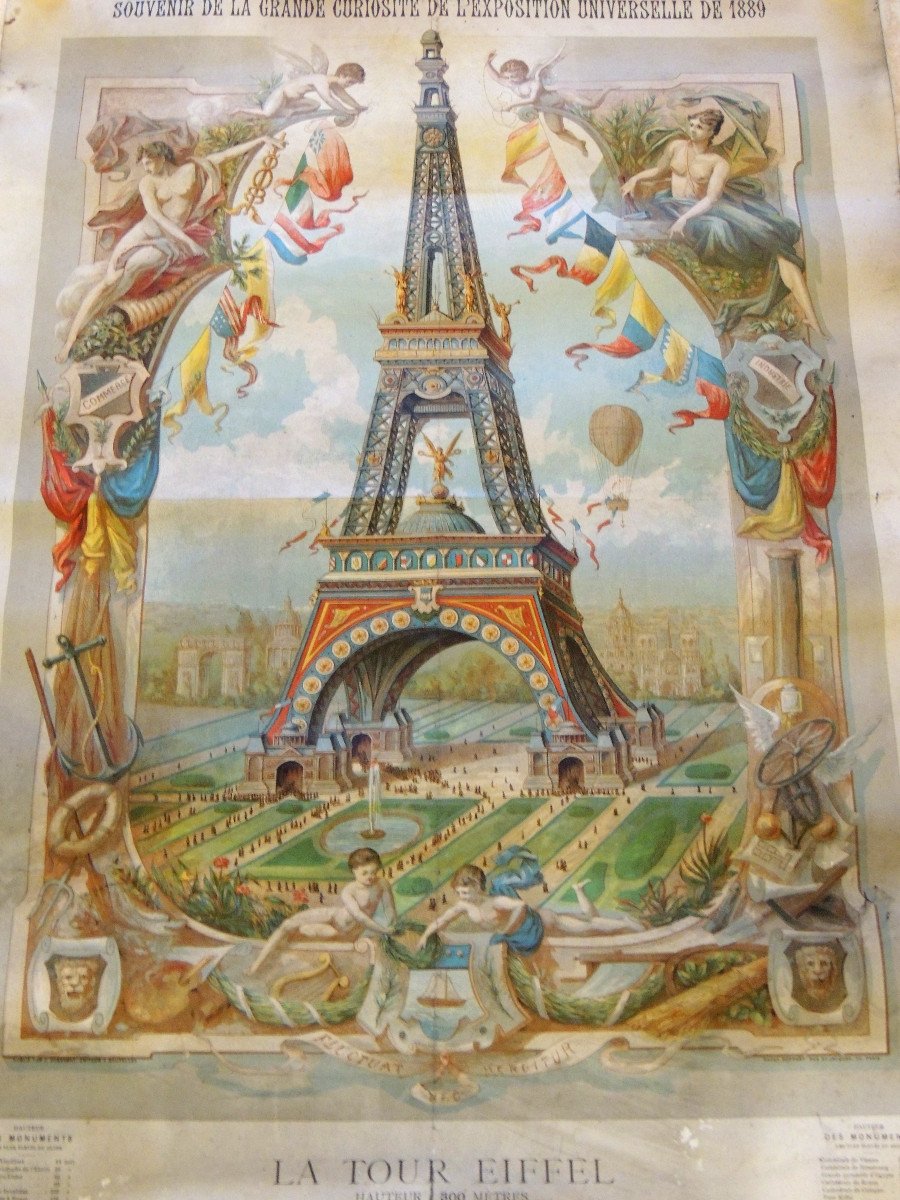 Affiche Originale La Tour Eiffel De l'Exposition Universelle De1889-photo-2