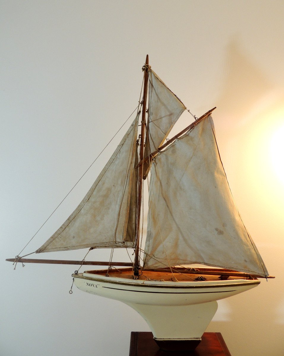 Boat, "nova" Basin Boat With 4 Sails, Toy Game, 20th Century-photo-2