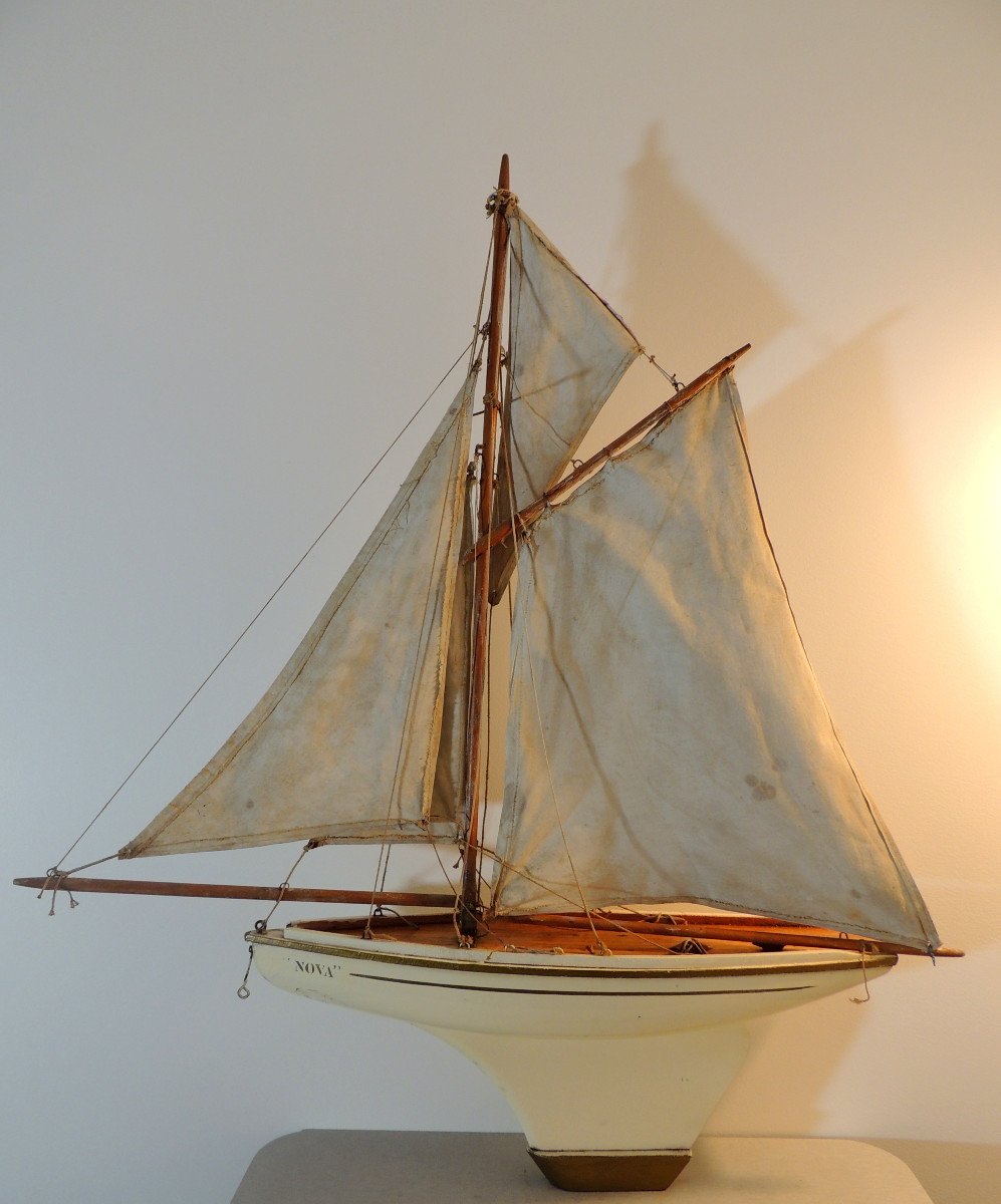 Boat, "nova" Basin Boat With 4 Sails, Toy Game, 20th Century