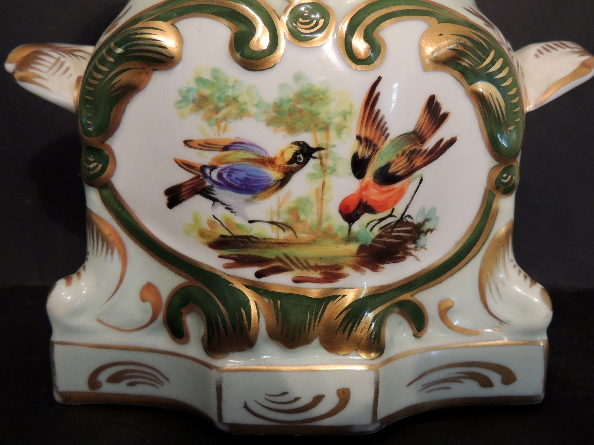 Porcelain Teapot, Old Paris, Hand-painted Bird Scene Decor, 19th-photo-5