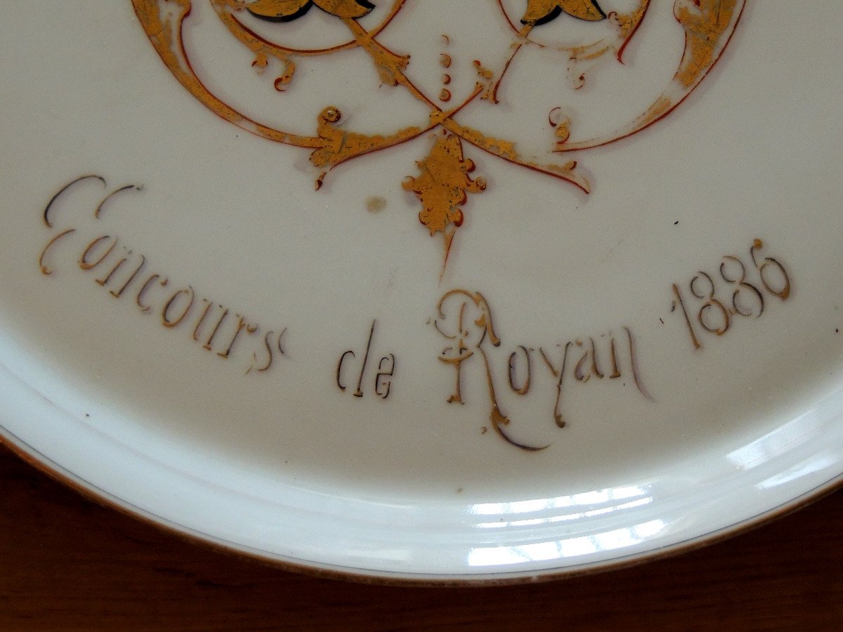 Porcelain Dish, "the Children Of Limoges", Royan Competition 1886, From The 19th-photo-1