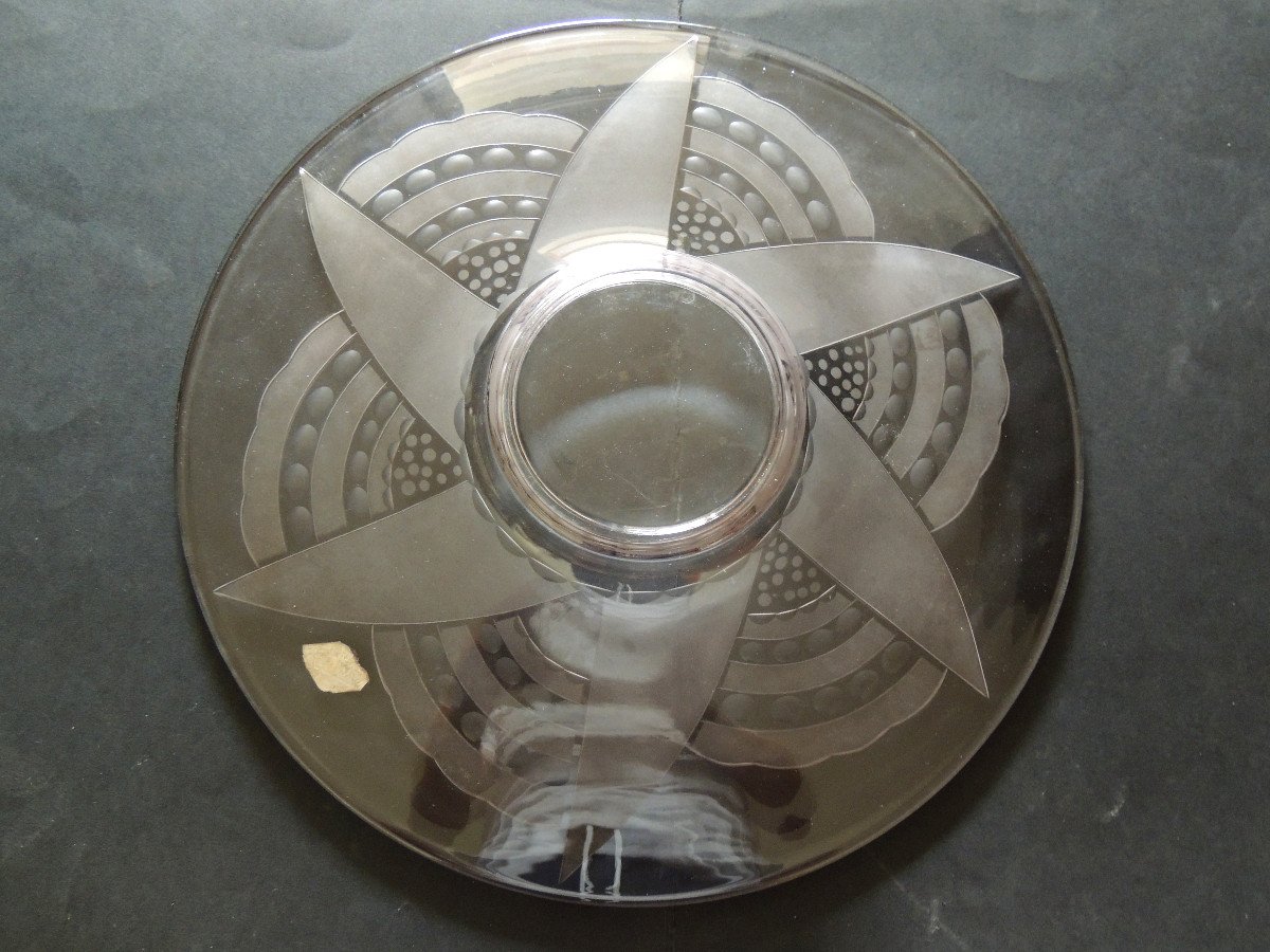 Coupe à Fruits , Centre De Table En Cristal , art de Vannes , Art Déco , 20 ème Siècle-photo-2