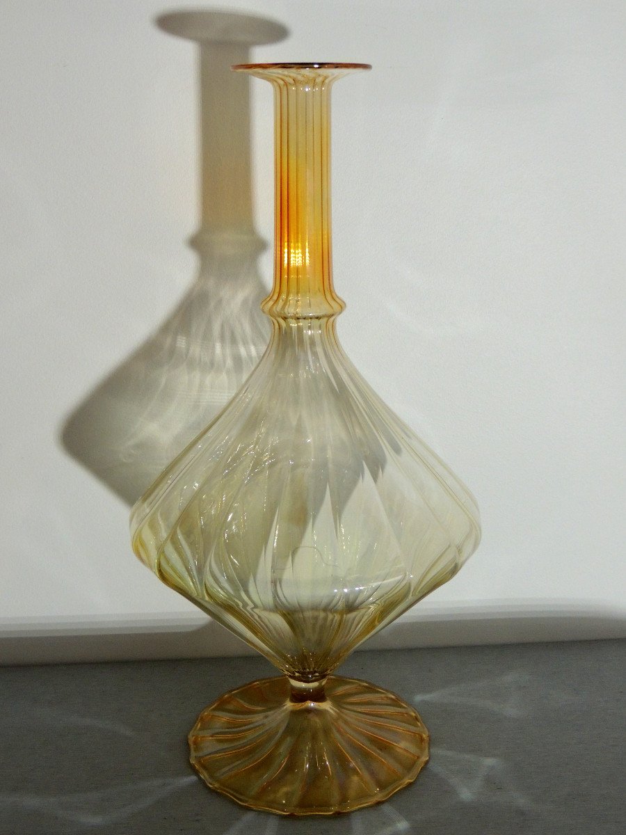 Murano, Carafe, Ewer In Blown Glass Attributed To Barovier And Tosa From The 70s, 20th-photo-4