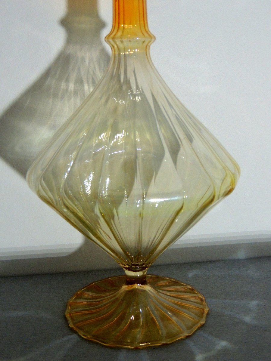 Murano, Carafe, Ewer In Blown Glass Attributed To Barovier And Tosa From The 70s, 20th-photo-1