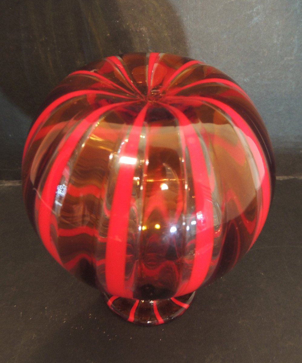Flaçon à Parfum , Bouteille Souffléé Colorée , Verrerie Atteliers De Murano , Années 80 ,20 ème-photo-1