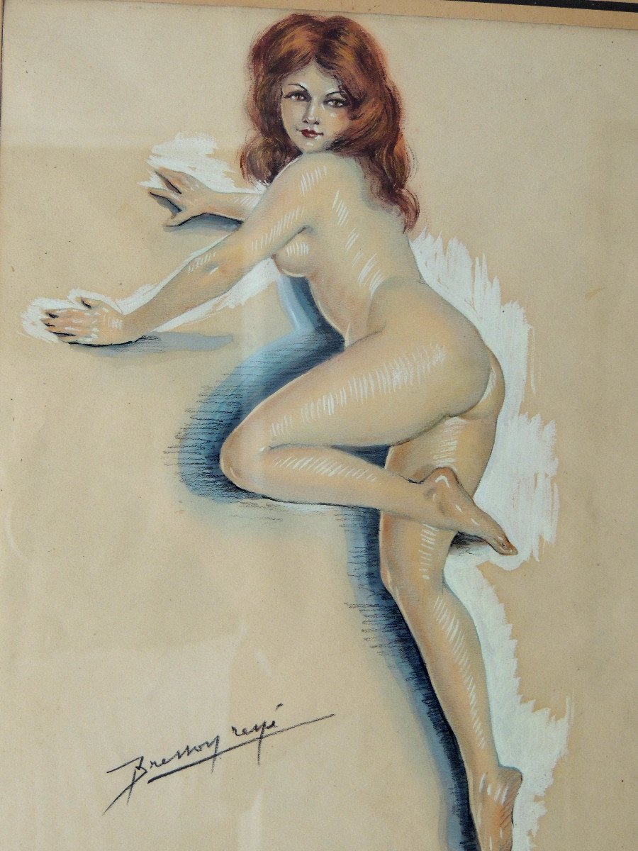 élégante nue  , Dessin Aquarelle De René Bresson , Peintre Bordelais Né 1900 , illustrateur...-photo-1